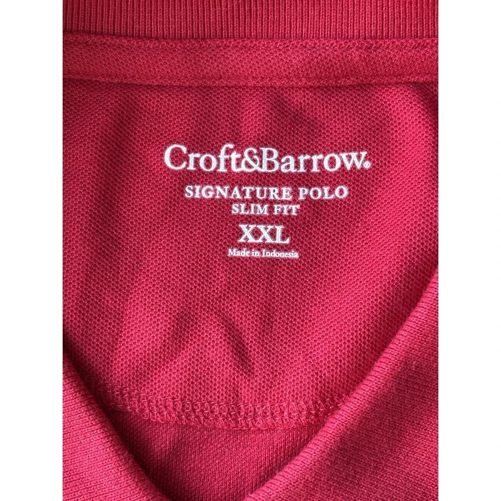 Croft & Barrow Easy Care Pique Polo Men's Size XXL Tall Red 100% Cotton - Picture 4 of 7